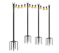 String Light Poles, Backyard Strings Support, 0.35 inches Heavy Duty Outdoor Rods, Rust Resistant Steel Build, Easy Installation Design, Ideal for Lawn Deck Garden Terrace Driveway Porch Balcony