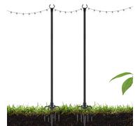 String Light Poles, Outdoor Lighting 2 x Metal Garden Fixtures, 46,45 cm Versatile & Sl oated, Heavy Duty Lawn Mount Rods with Hooks for Hanging Fairy Lanterns in Yard, Patio