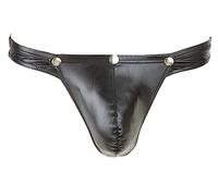 String Noir Effet Mouillé Avec Cache Sexe A Pression S