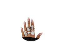 Stringex Juego de 10 anillos vintage de Virgen María para mujer, rosario de cruz, apilables, anillos dorados gruesos para nudillos, accesorios de joyería retro, regalos, Metal, Sin piedra preciosa