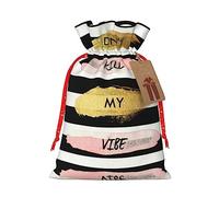Stripe Don'T Kill My Vibe Bolsa de regalo con cordón, bolsa de regalo artística de tela de Navidad, encantadora bolsa de arpillera para todas las ocasiones