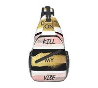 Stripe Don't Kill My Vibe Cartoon Sling Bag, Mochila de Hombro Paquete de Pecho Causal Crossbody Daypack para Mujeres Hombres Senderismo Viajes