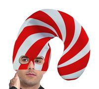 Striped Candy Cane Christmas Hat | Adult Face Cover Headwear | Winter Costume Party Cosplay Accessory For Adults | Festive Holiday Hat For Christmas Celebration, Office Party, Family Gathering,