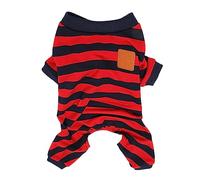 Striped Dog Pajamas 4 Legged | Airy & Gentle Pet Clothes for Sleeping/Playing/Photo Shoots | Comfortable Polyester Dog Pajamas with Red Blue Stripes (S)