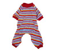 Striped Dog Pajamas for Small Medium Dogs | Classic Soft Pet Bodysuit | 4 Legged Jumpsuit for Sleeping/Running/Indoor Use | Breathable & Skin - Friendly (Metro)