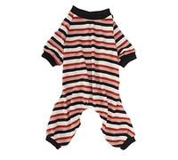 Striped Dog Pajamas | Lightweight & Stretchy Dog Clothes for Spring/Travel/Parties | Machine Washable Pet Jumpsuit with Classic Design (S)