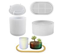 Striped Flower Pot Silicone Mold Striped Concrete Flower Pot Jewelry