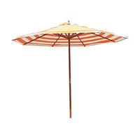 Striped Garden Beach Parasol with Wood Pole, 9ft Portable Patio Sun Shade Umbrella, UV 50+ Protection, for Outdoor/Lawn/Pool
