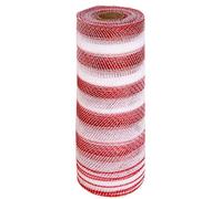 Striped Mesh Ribbon - 10 Yards Holiday Craft Decor for DIY Projects | Flexible Wrapping Ribbon with Vibrant Pattern for Christmas Tree Bows Wreaths Wedding Decorations Dining Table Staircase Accents