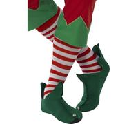 Rojo y Blanco Largo Calcetines de Rayas Adulto Disfraz Duende Navidad Papá Noel