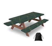 Stripes Line - Juego de 3 fundas para mesa de camping con protectores de banco, multicolor, elásticos, impermeables, rectangulares, con bolsa de almacenamiento