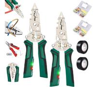 Stripper Twister para cortar cables de tracción, con LED y probador de voltaje audible, cortador pelacables y electricistas integrados y bricolaje (B-2 piezas verde)