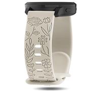 Strisinho Bandas grabadas florales compatibles con Garmin Venu 3S/Venu 2S/Vivoactive 4S/Vivomove 3S, 18 mm, silicona suave, patrón de flores, pulsera deportiva de repuesto para Garmin Forerunner