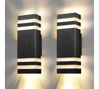 Strixorn 2 piezas Lámpara LED pared Exterior/Interior, GU10 IP65 Impermeable Antracita Aplique, Aluminio Aplique de exterior Moderna lámpara pared de casa terraza sin bombilla