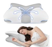 Strixorn Almohada de espuma viscoelástica, almohada cervical, almohada de mariposa, almohada antironquidos, almohada ergonómica para dormir de lado