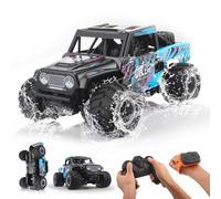 Strixorn Coche Teledirigido, 4WD 360° Rotación Stunt Impermeable Truck para Niños, Anfibio 2.4GHz Todo Terreno Off Road Coche RC con 2 Baterías para, Juguetes Regalos para niños y niñas, Azul