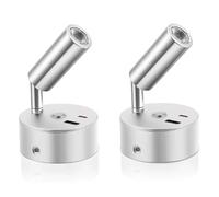 Strixorn Iluminación interior de foco de auto LED, 2 piezas, 12V, lámpara de lectura con rotación de 180°, ajuste táctil de brillo, puerto de carga USB para autocaravana, barco, caravana, vehículo