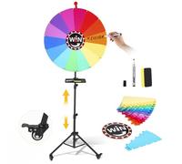 Strixorn Rueda de la fortuna para girar 60 cm, juguete de la rueda de la fortuna con bandeja, 14 ranuras coloridas, rueda de premios, rueda de suerte con soporte de 165 cm, ruleta para carnaval, ganar