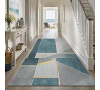 Strloepr Alfombra, 120 x 185 cm, Geometría Moderna Azul Gris y Amarillo, Alfombra Salón Mesa Baja Deco Tocador Dormitorio Adolescente Chica Clean Girl,
