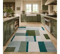 Strloepr Alfombra, 120 x 185 cm, Geometría moderna, verde gris azul y blanco, alfombra de salón mesa baja Deco tocador dormitorio adolescente niña Clean Girl,