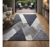Strloepr Alfombra de decoración de interiores para salón, sala de estar, personalizada, de grandes alfombras, moderna geométrica abstracta, gris, blanco, Farmhouse, 200 x 365 cm