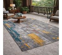 Strloepr Alfombra de decoración interior grande para salón, moderna, lavable, abstracto, gris, amarillo, verde, rojo, blanco, gris, 200 x 280 cm