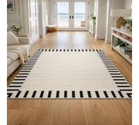 Strloepr Alfombra de decoración para interiores de salón, sala de estar, personalizada, grandes alfombras, moderna geométrica negra, blanca, 200 x 365 cm