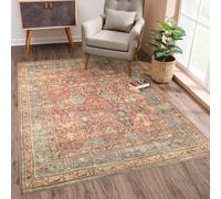 Strloepr Alfombra de pelo corto lavable, felpudo para la entrada de la cocina, pasillo, tradicional rojo, azul, beige, vintage multicolor Patterns,Orange, 70 x 140 cm