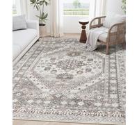 Strloepr Alfombra de salón a cuadros - Decoración de interiores - Modernos - Ideal para el dormitorio o el salón - Estilo tradicional geométrico - Color beige y gris - Multicolor - Dimensiones: 185 x