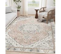 Strloepr Alfombra de salón a cuadros - Decoración de interiores - Modernos - Ideal para el dormitorio o el salón - Estilo vintage - Color beige - Color gris - Color blanco - Dimensiones: 185 x 275 cm