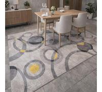 Strloepr Alfombra decorativa de interior grande para salón, salón, lavable, personalizada, moderna, geométrica gris, amarillo, negro, blanco, 200 x 335 cm