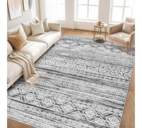 Strloepr Alfombra decorativa moderna para salón, mesa de café, salón, balcón, moderna, geométrica, negro, blanco, beige, pardo, 120 x 120 cm