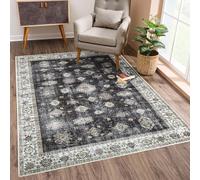 Strloepr Alfombra decorativa moderna para salón, mesa de café, salón, balcón, tradicional, negro, beige, blanco, negro, 120 x 120 cm