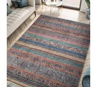 Strloepr Alfombra decorativa moderna para salón, mesa de café, salón, balcón, verde, azul, naranja, rojo, beige, multicolor, 120 x 120 cm