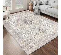 Strloepr Alfombra decorativa moderna para salón, mesa de café, salón, balcón, vintage tradicional, beige, gris, blanco, floral, vintage, multicolor, 120 x 120 cm