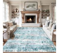 Strloepr Alfombra decorativa moderna para salón, mesas de café, salón, balcón, moderno, abstracto, azul, beige, blanco, marrón, 120 x 120 cm