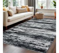 Strloepr Alfombra decorativa para salón y dormitorio, lavable, antideslizante, en color blanco, negro y gris, 120 x 160 cm