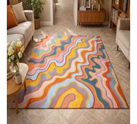 Strloepr Alfombra grande de 1,8 x 2,4 m, abstracta, moderna, amarilla, azul, rosa, naranja, morado, beige, rojo, multicolor, 185 x 245 cm, lavable para sala de estar, dormitorio, apartamento