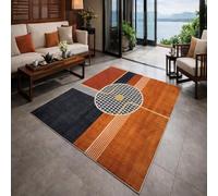 Strloepr Alfombra grande de 1,8 x 2,4 m, geométrica moderna, amarillo, marrón, negro, blanco, gris, 185 x 245 cm, lavable para salón, dormitorio, apartamento