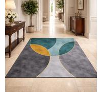 Strloepr Alfombra grande de 1,8 x 2,4 m, geométrica moderna, verde, gris, amarillo, verde, 185 x 245 cm, lavable para sala de estar, dormitorio, apartamento