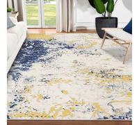 Strloepr Alfombra grande de 1,8 x 2,4 m, moderna, abstracta, azul, amarillo, blanco, gris, 185 x 245 cm, lavable para sala de estar, dormitorio, apartamento