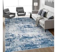 Strloepr Alfombra grande de 1,8 x 2,4 m, moderna, abstracta, azul, blanco, gris, marrón, 185 x 245 cm, lavable para sala de estar, dormitorio, apartamento