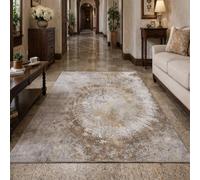 Strloepr Alfombra grande de 1,8 x 2,4 m, moderna abstracta gris, marrón, blanco marrón, 185 x 245 cm, alfombra lavable para sala de estar, dormitorio, apartamento