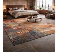 Strloepr Alfombra grande de 1,8 x 2,4 m, moderna, abstracta, roja, azul, gris, blanco, amarillo, verde, multicolor, rojo, 185 x 245 cm, lavable para salón, dormitorio, apartamento