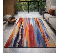 Strloepr Alfombra grande de 1,8 x 2,4 m, moderna, abstracta, rojo, naranja, azul, blanco, diseños abstractos, multicolor, 185 x 245 cm, alfombra lavable para salón, dormitorio, apartamento