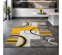 Strloepr Alfombra grande de 1,8 x 2,4 m, moderna, geométrica, abstracta, amarillo, gris, negro, blanco, amarillo, 185 x 245 cm, lavable para sala de estar, dormitorio, apartamento