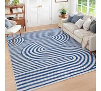 Strloepr Alfombra grande de 1,8 x 2,4 m, moderna, geométrica, abstracta, azul, blanco, gris pardo, beige, 185 x 245 cm, lavable para salón, dormitorio, apartamento