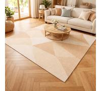 Strloepr Alfombra grande de 1,8 x 2,4 m, moderna, geométrica, abstracta, beige, marrón, naranja, 185 x 245 cm, lavable para salón, dormitorio, apartamento