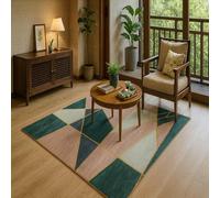 Strloepr Alfombra grande de 1,8 x 2,4 m, moderna, geométrica, verde, azul, multicolor, 185 x 245 cm, lavable para salón, dormitorio, apartamento