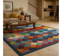 Strloepr Alfombra grande de 1,8 x 2,4 m, multicolor, moderna, rojo, azul, verde, amarillo, colorido, 185 x 245 cm, lavable para salón, dormitorio, apartamento